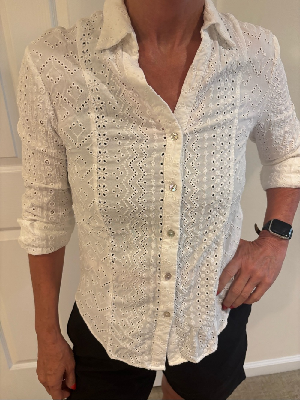 Zara White women’s  Eyelet Button-Down Shirt